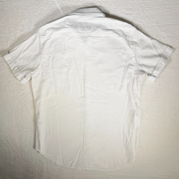 Robert Graham Shirt Mens M White Short Sleeve Classic Fit Linen Resort Wear - Picture 5 of 7